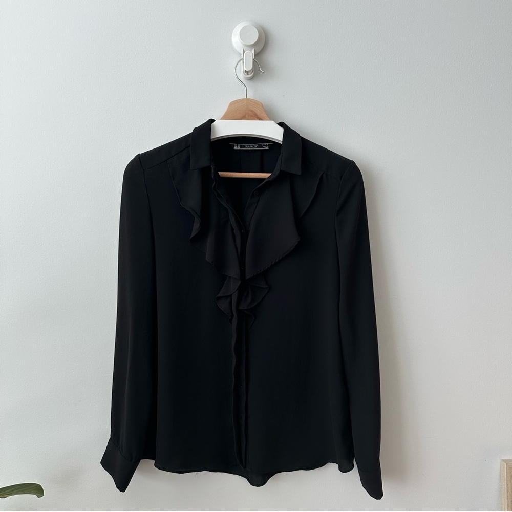 Elegant Black Ruffle Blouse
